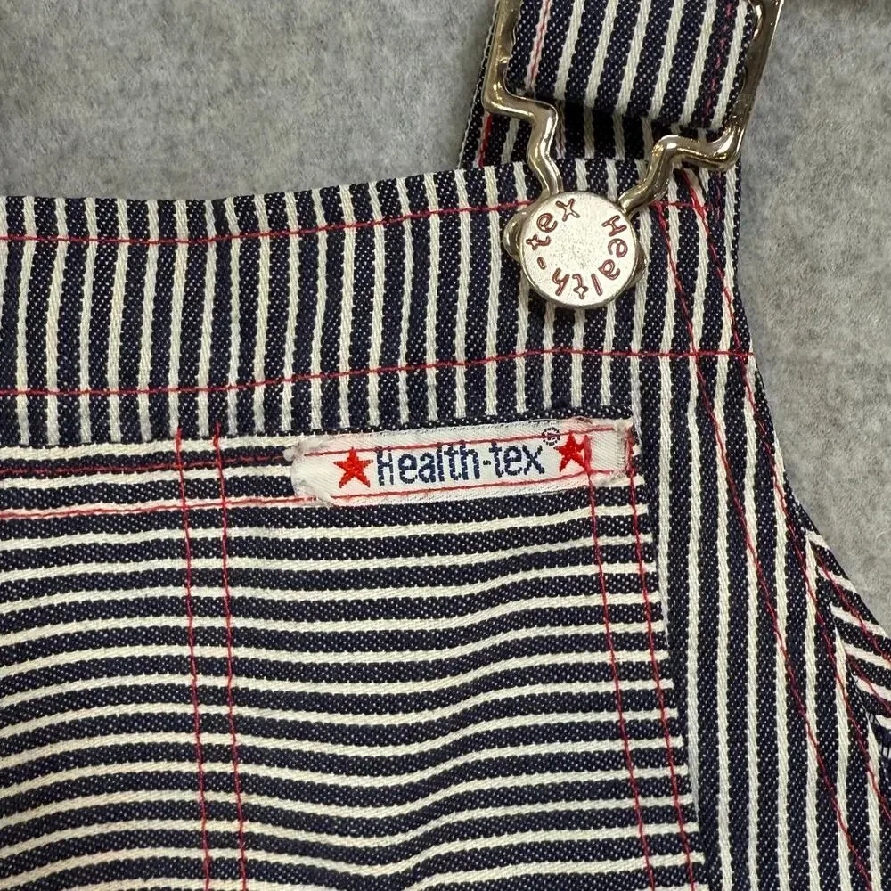 Vtg Health-Tex Striped Overalls Size 18 Mo Train Conductor Railroad USA